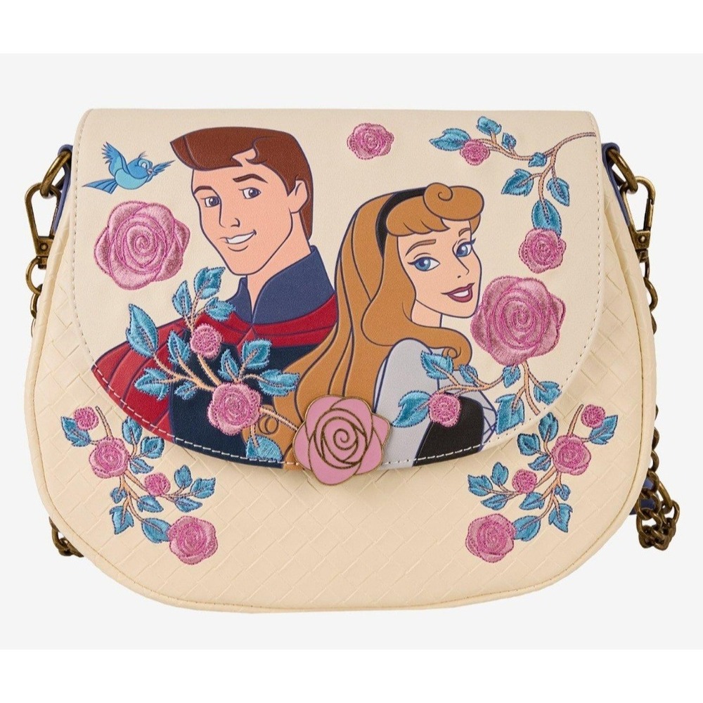 NEW Disney Sleeping Beauty Princess Aurora & Prince Phillip Floral Crossbody Bag